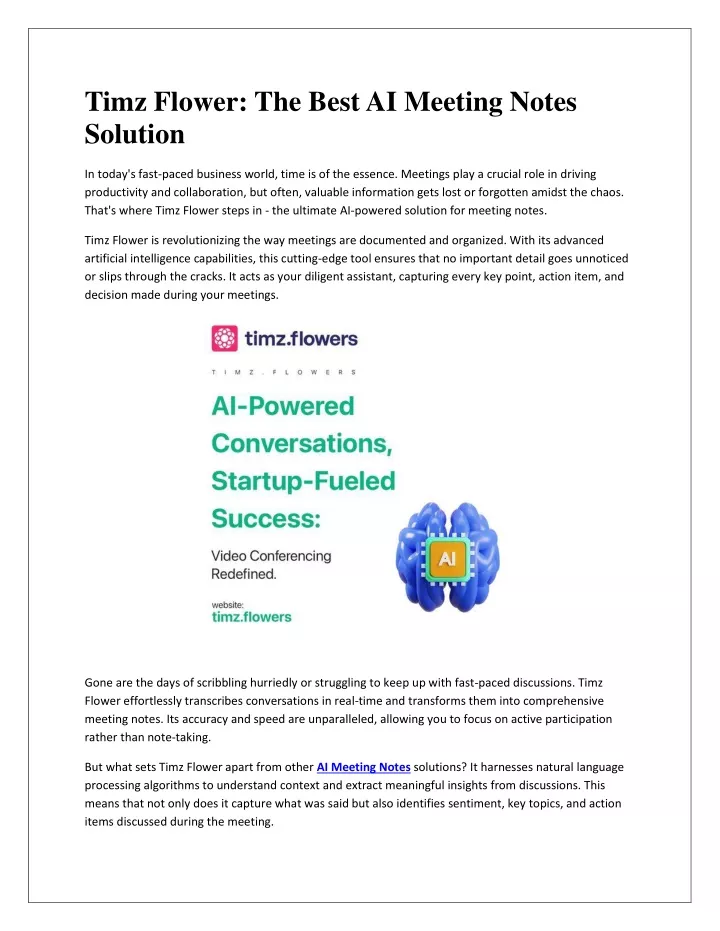 timz flower the best ai meeting notes solution
