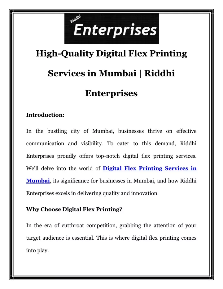 high quality digital flex printing