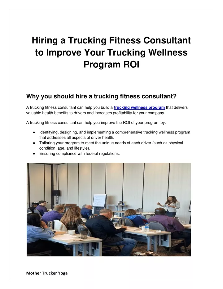 hiring a trucking fitness consultant to improve