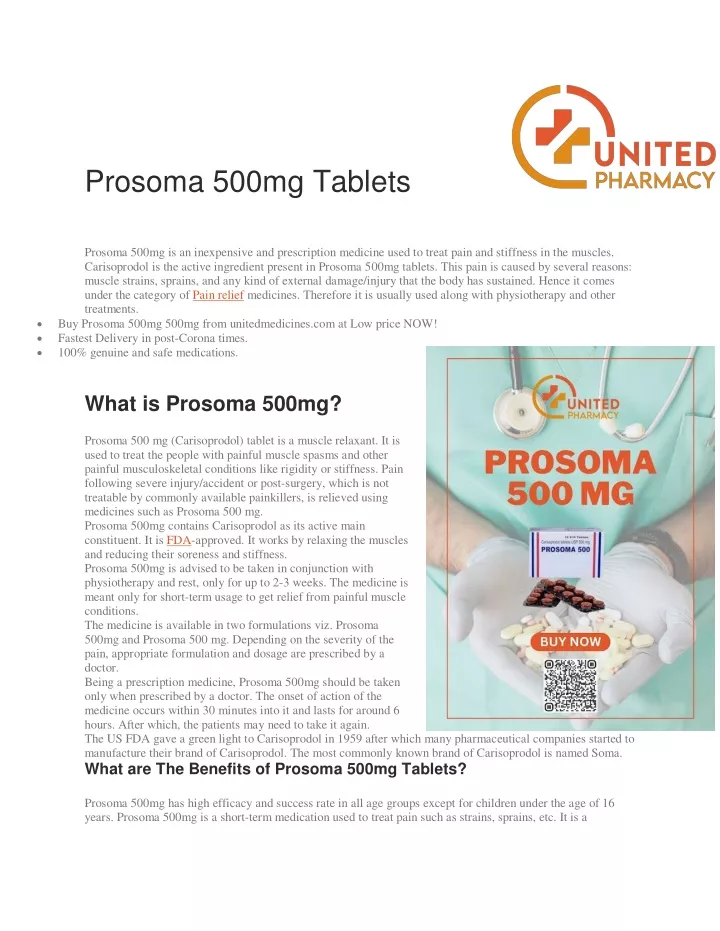 prosoma 500mg tablets