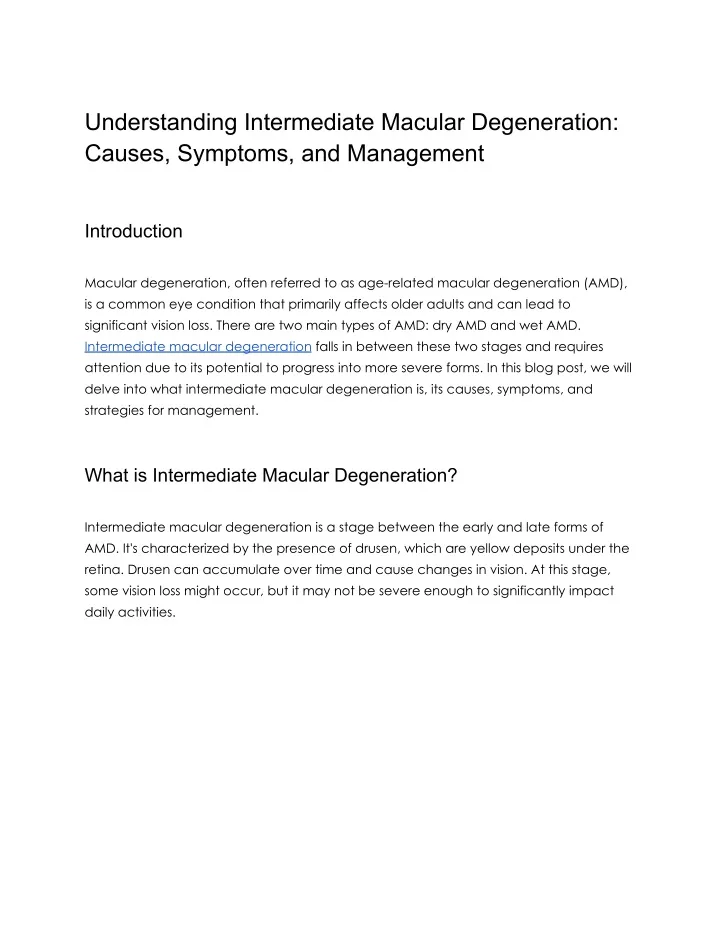 understanding intermediate macular degeneration