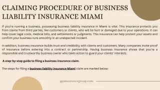 Claiming Procedure Of Business Liability Insurance Miami