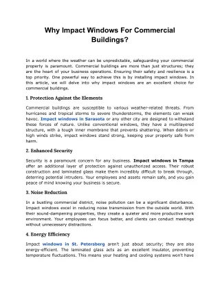 Why Impact Windows For Commercial Buildings