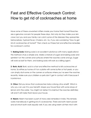 Fast and Effective Cockroach Control_ How to get rid of cockroaches at home