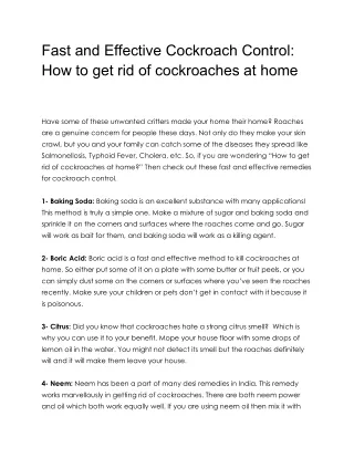 fast and effective cockroach control