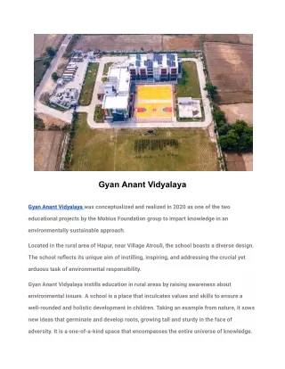 Salient features of Gyan Anant Vidyalaya Campus- Best Eco friendly school in India