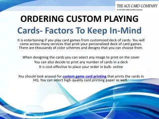 Ordering Custom Playing Cards- Factors To Keep In-Mind