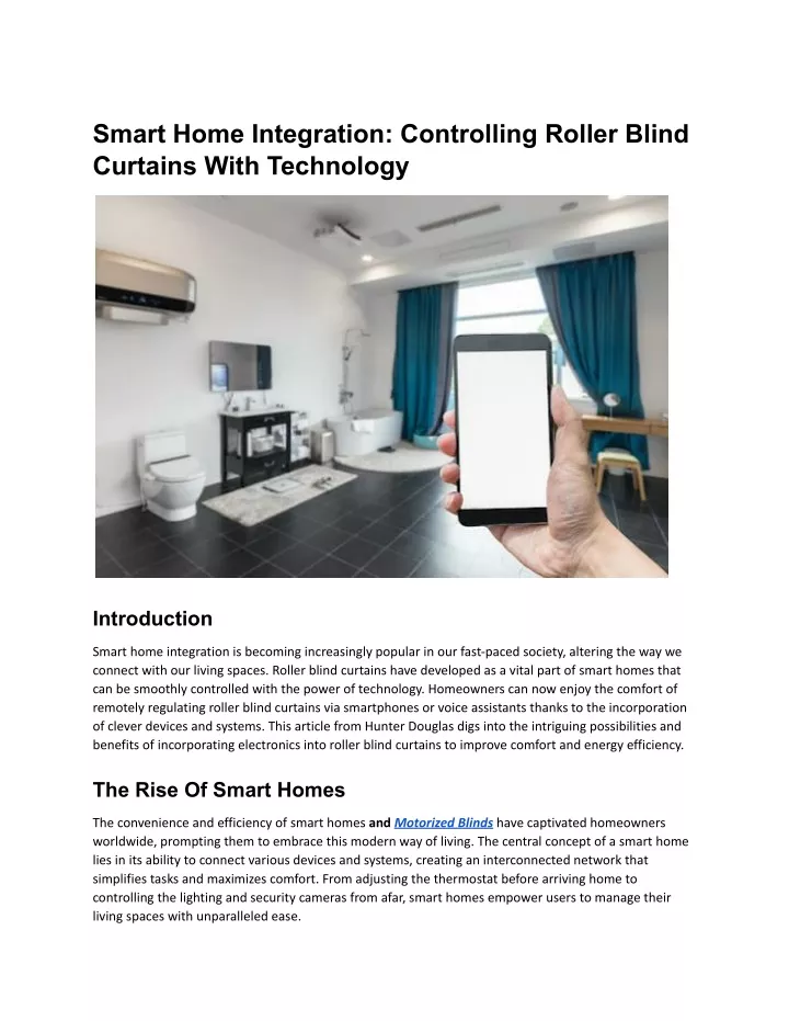 smart home integration controlling roller blind