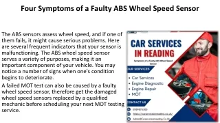 Four Symptoms of a Faulty ABS Wheel Speed