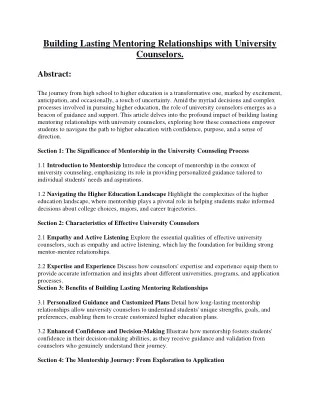 building lasting mentoring relationships with