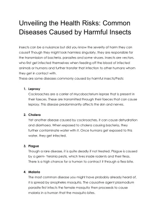 Unveiling the Health Risks_ Common Diseases Caused by Harmful Insects
