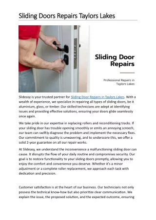 Sliding Doors Repairs Taylors Lakes