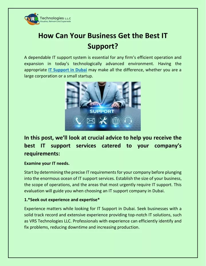 how can your business get the best it support