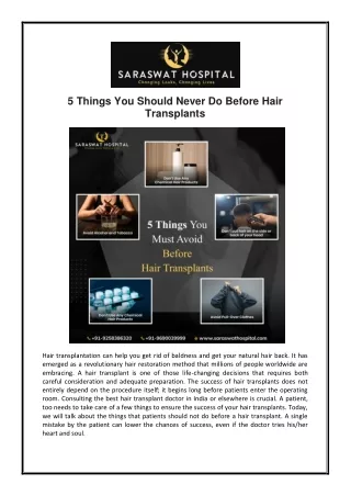 5 Things You Should Never Do Before Hair Transplants