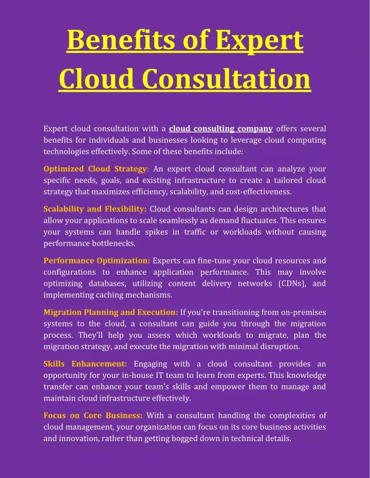 benefits of expert cloud consultation