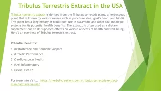 Tribulus Terrestris Extract in the USA
