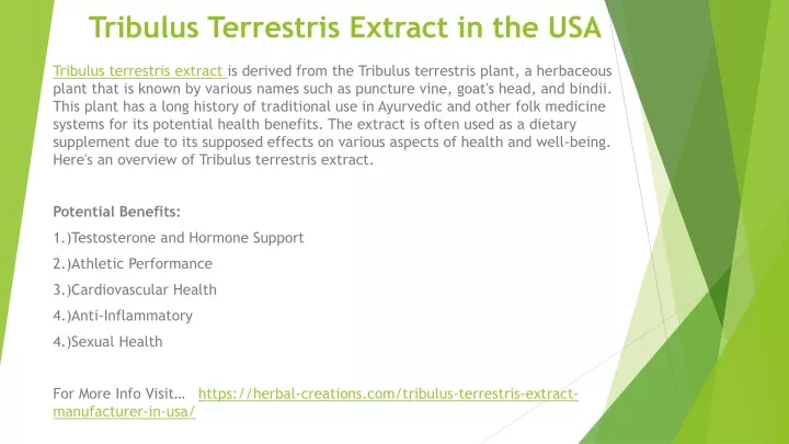 tribulus terrestris extract in the usa