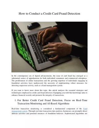 how to conduct a credit card fraud detection