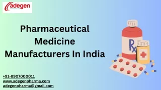 Pharmaceutical Medicine Manufacturers In India