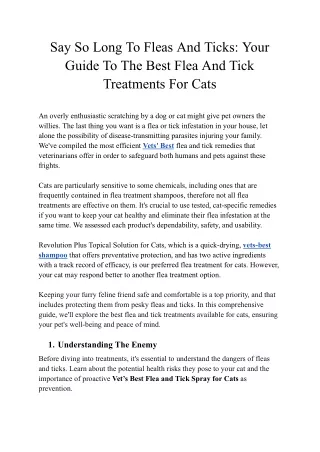 Say So Long To Fleas And Ticks_ Your Guide To The Best Flea And Tick Treatments For Cats