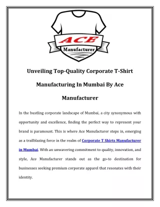 Corporate T Shirts Manufacturer in Mumbai|Call-7208502027|Ace Manufacturer