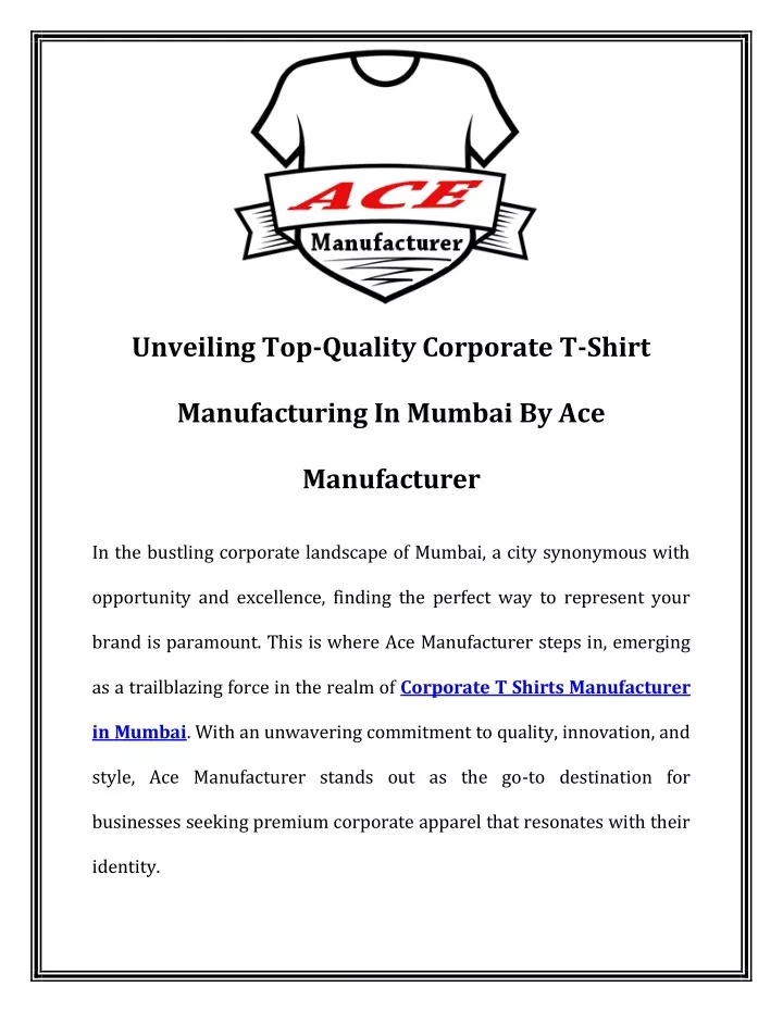 unveiling top quality corporate t shirt