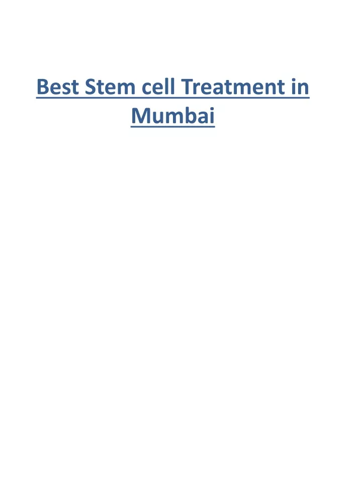 best stem cell treatment in mumbai