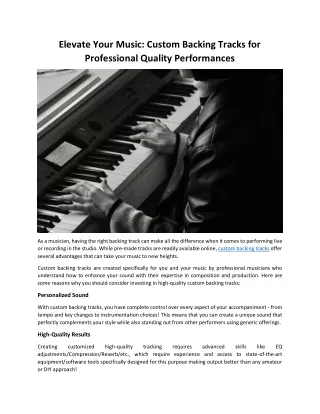 Custom Backing Tracks for Professional Quality Performances