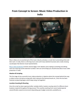 From Concept to Screen Music Video Production in India