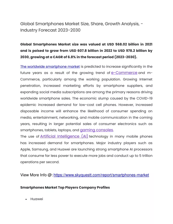 global smartphones market size share growth