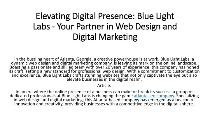 elevating digital presence blue light labs your partner in web design and digital marketing