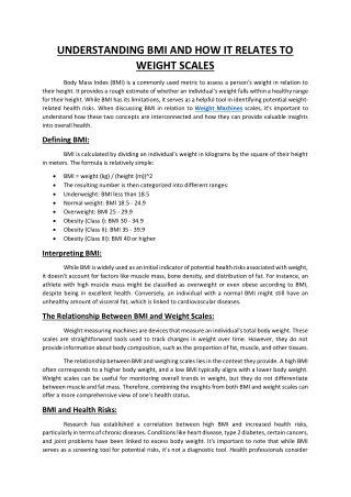 Understanding BMI and How it Relates to Weight Scales