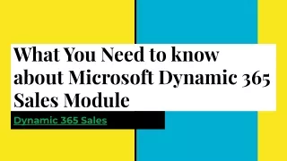 What You Need to know about Microsoft Dynamic 365 Sales Module