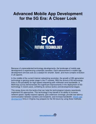 Advanced Mobile App Development for the 5G Era A Closer Look