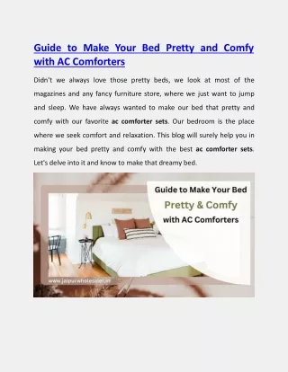 Guide to Make Your Bed Pretty and Comfy with AC Comforters