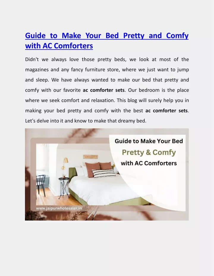 g uid e t o ma k e y o u r b e d p r e t ty a n d c o m f y with ac comforters