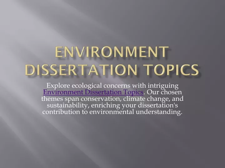 environment dissertation topics