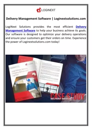 delivery management software loginextsolutions com