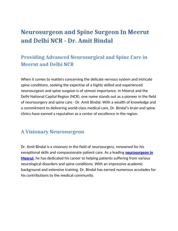 neurosurgeon and spine surgeon in meerut