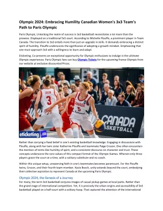 Olympic 2024 Embracing Humility Canadian Women's 3x3 Team's Path to Paris Olympic
