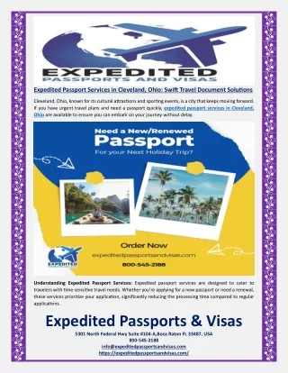 Expedited Passport Services in Cleveland, Ohio Swift Travel Document Solutions