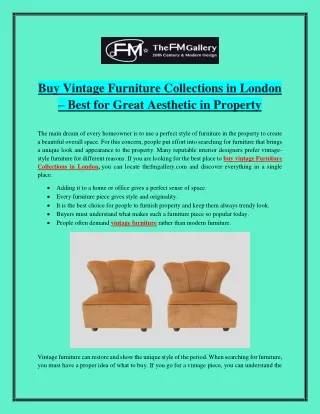 Buy vintage Furniture Collections in London