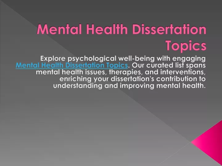 mental health in education dissertation ideas