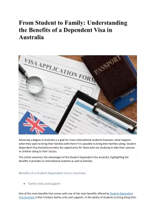 From Student to Family: Understanding the Benefits of a Dependent Visa in Austra