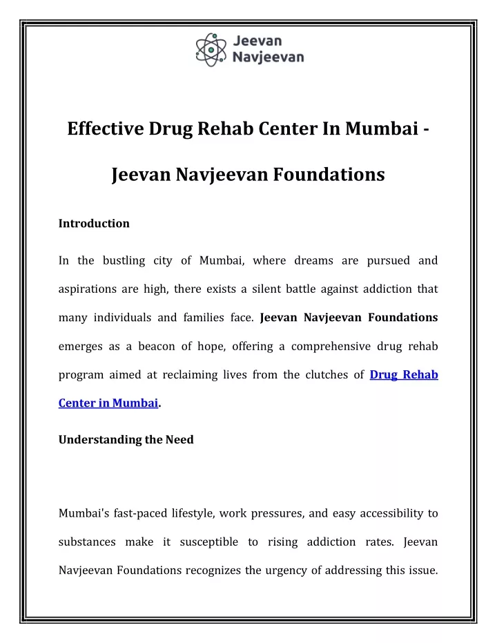 effective drug rehab center in mumbai