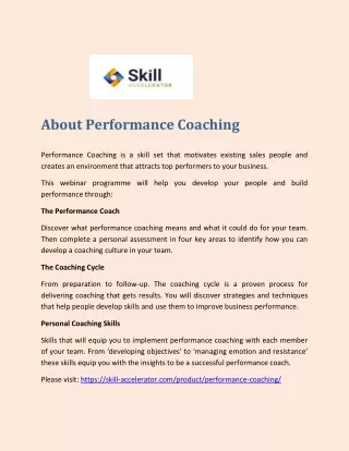about performance coaching