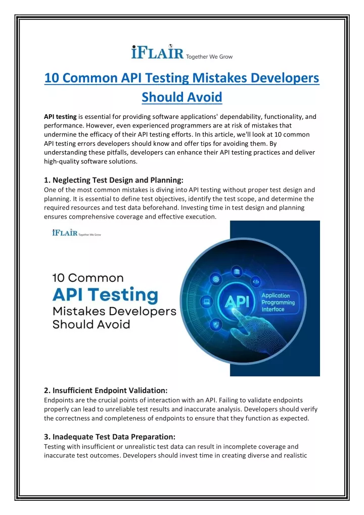 10 common api testing mistakes developers should