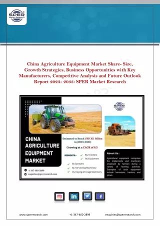 China Agriculture Equipment Market Share, Industry Size, Growth Strategies 2033