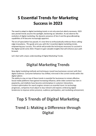 Trending topic on digital marketing blog