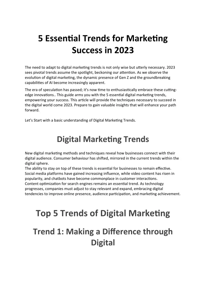 5 essential trends for marketing success in 2023